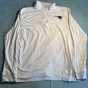 Ultra Game NFL New England Patriots Quarter Zip Pullover Heather Gray Mens Large